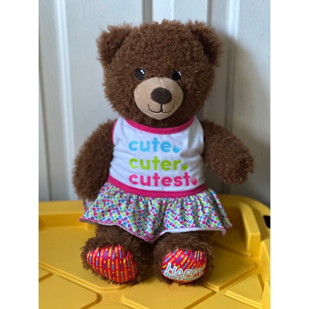 Build A Bear Workshop Brown Teddy Bear‎ Happy Birthday Outfit Plush Toy